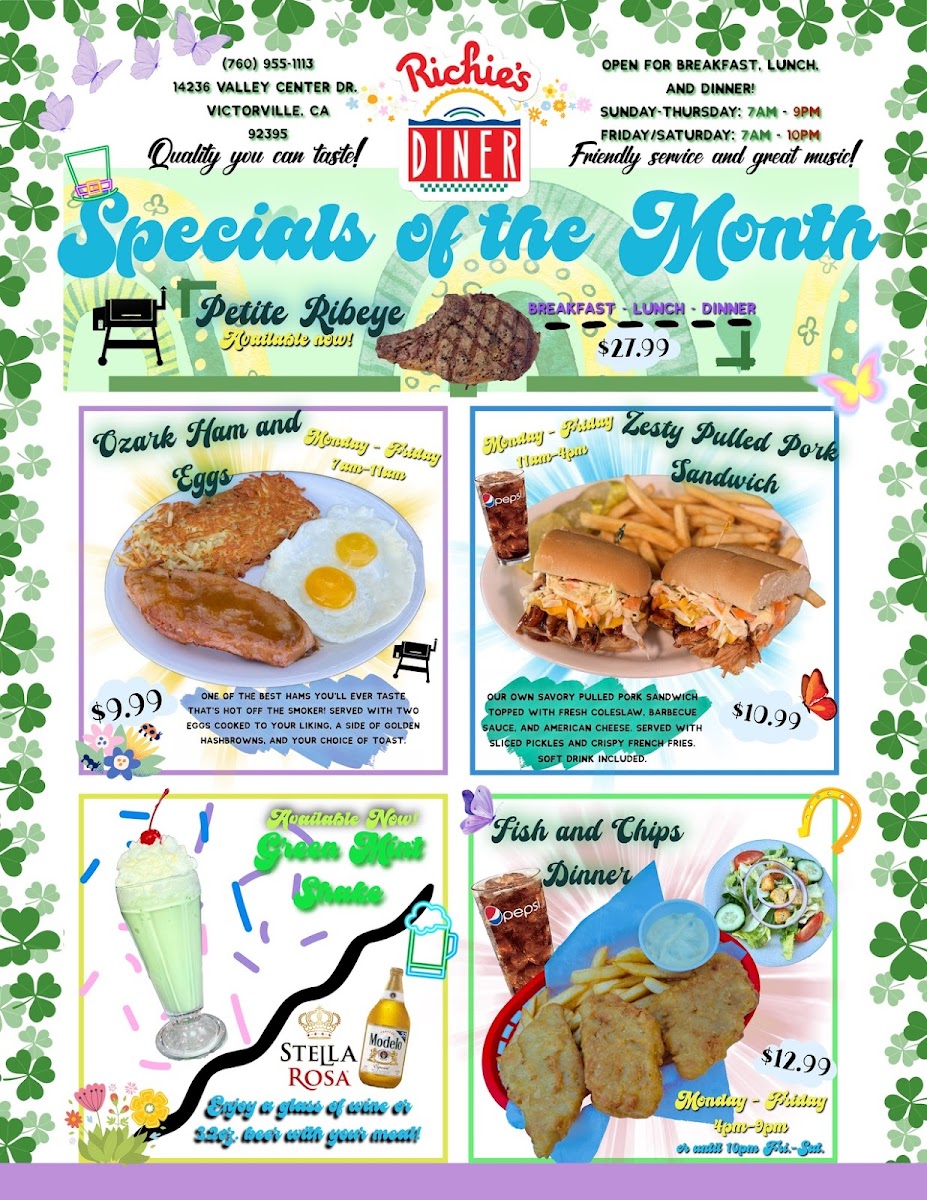 Richie's Diner Menu - Image 1